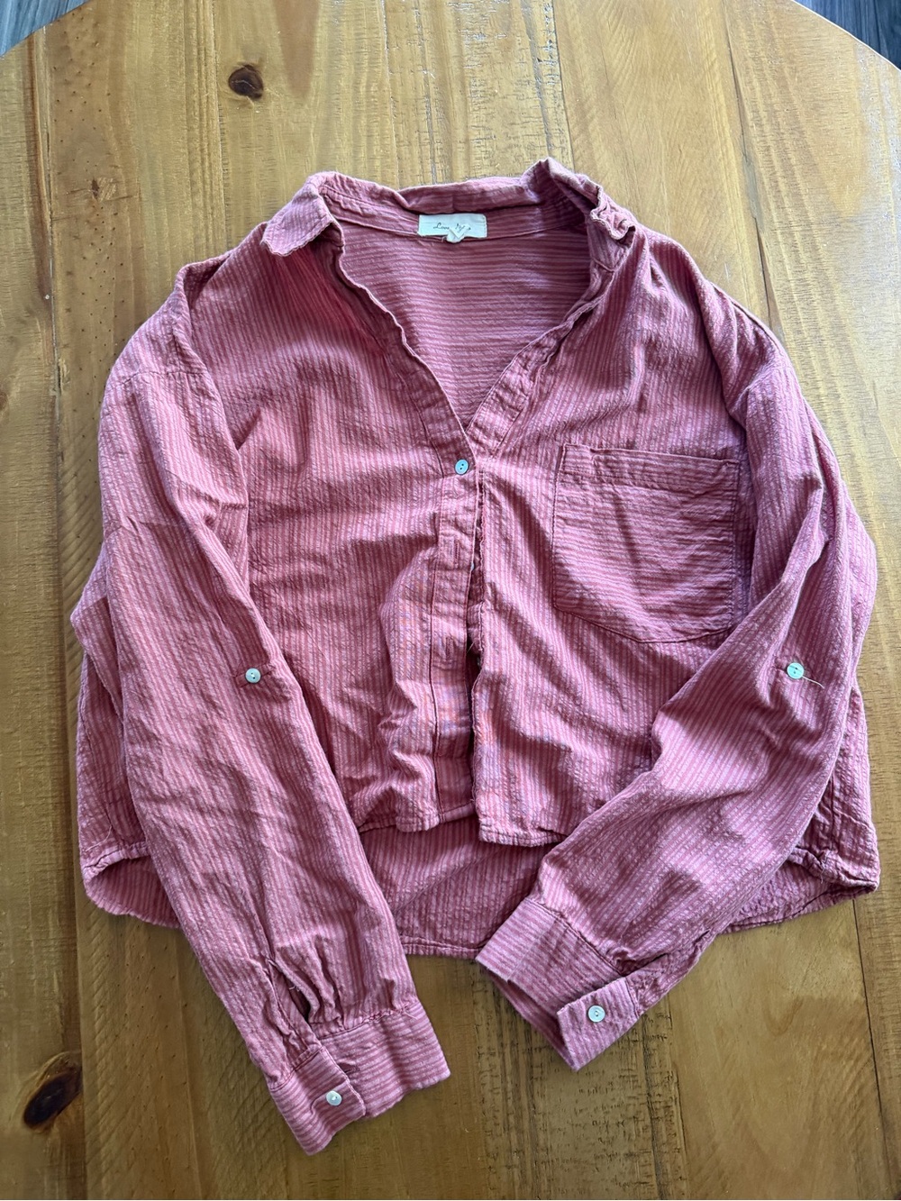 Love Notes Pink Striped Button-Up Blouse